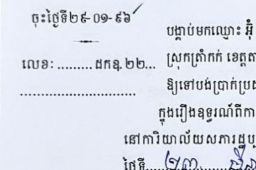 ដីកាបង្គាប់ឱ្យចូលមកបង់ប្រាក់ប្រដាប់ក្តីក្រៅពីពន្ធ